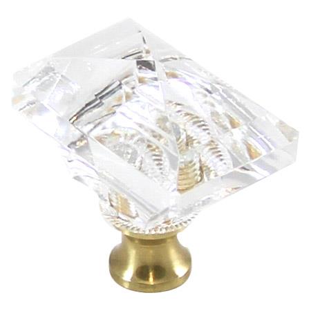 Cal Crystal M997 Crystal Excel RECTANGLE KNOB in Polished Brass